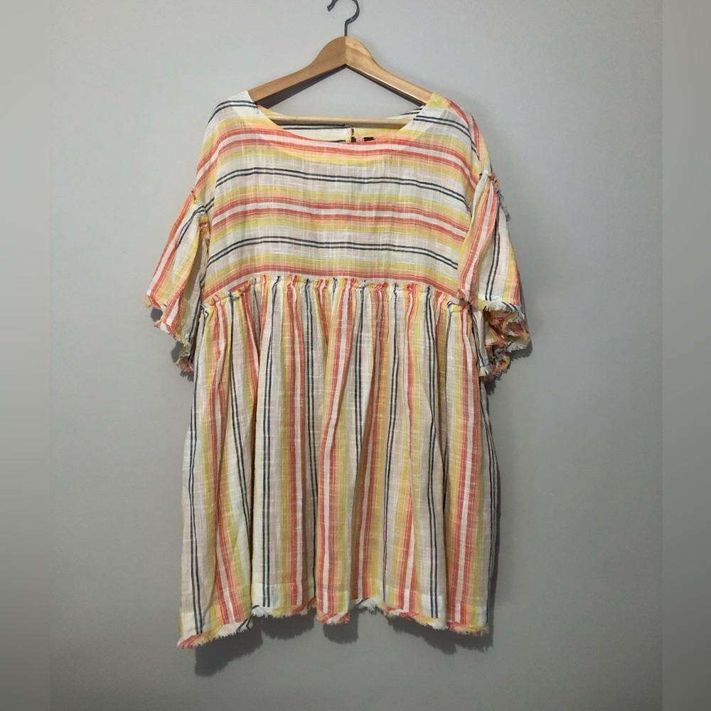 Free People Summer Nights 100% Cotton Raw Edge Size Small Oversized Tunic Dress